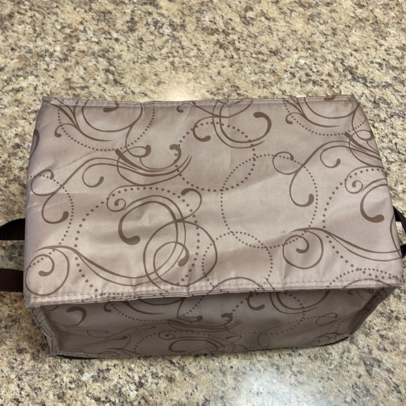 Thirty-One Small Soft Sided Cooler. Brown & Tan Design Monogrammed •B•   GUC - Picture 7 of 13